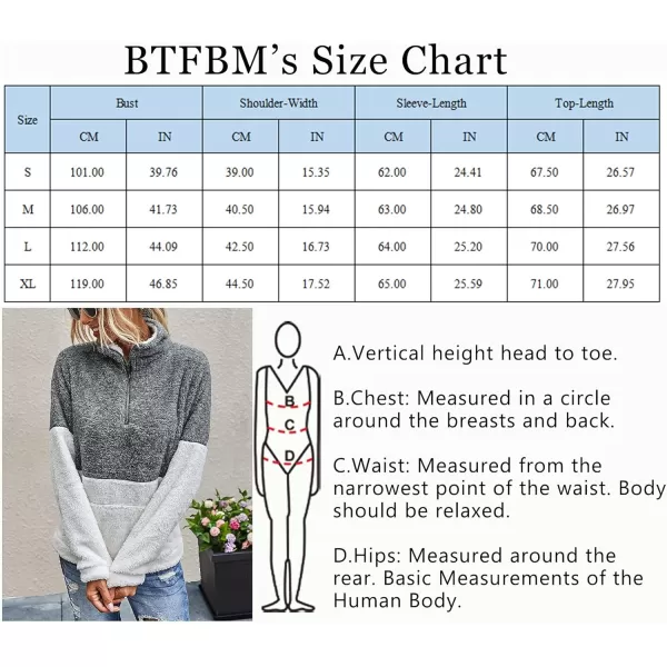 BTFBM Women Sherpa Pullover Quarter Zip Long Sleeve Fluffy Soft Fleece Jackets Sweaters Sweatshirts Hoodies Outwear CoatGrey