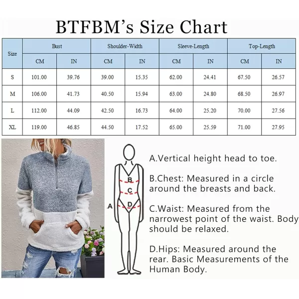BTFBM Women Sherpa Pullover Quarter Zip Long Sleeve Fluffy Soft Fleece Jackets Sweaters Sweatshirts Hoodies Outwear CoatGrey Blue