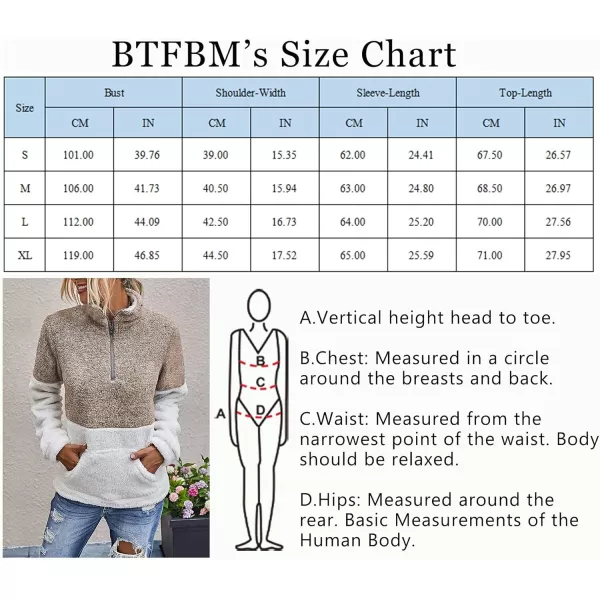 BTFBM Women Sherpa Pullover Quarter Zip Long Sleeve Fluffy Soft Fleece Jackets Sweaters Sweatshirts Hoodies Outwear CoatKhaki 2