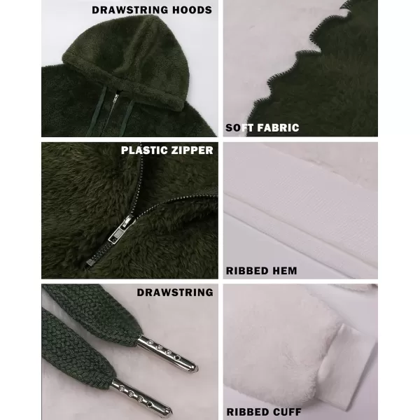 BTFBM Women Sherpa Pullover Quarter Zip Long Sleeve Fluffy Soft Fleece Jackets Sweaters Sweatshirts Hoodies Outwear CoatQarmy Green