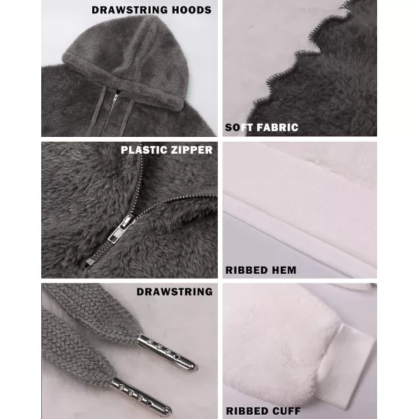 BTFBM Women Sherpa Pullover Quarter Zip Long Sleeve Fluffy Soft Fleece Jackets Sweaters Sweatshirts Hoodies Outwear CoatQgrey