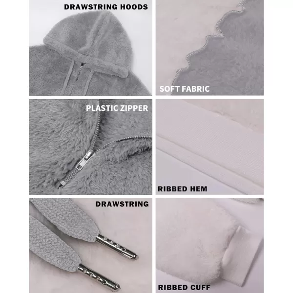 BTFBM Women Sherpa Pullover Quarter Zip Long Sleeve Fluffy Soft Fleece Jackets Sweaters Sweatshirts Hoodies Outwear CoatQlight Grey