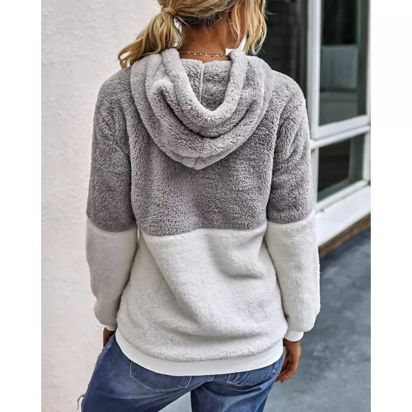 BTFBM Women Sherpa Pullover Quarter Zip Long Sleeve Fluffy Soft Fleece Jackets Sweaters Sweatshirts Hoodies Outwear CoatQlight Grey