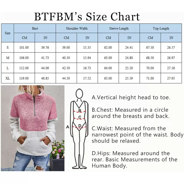 BTFBM Women Sherpa Pullover Quarter Zip Long Sleeve Fluffy Soft Fleece Jackets Sweaters Sweatshirts Hoodies Outwear CoatRed