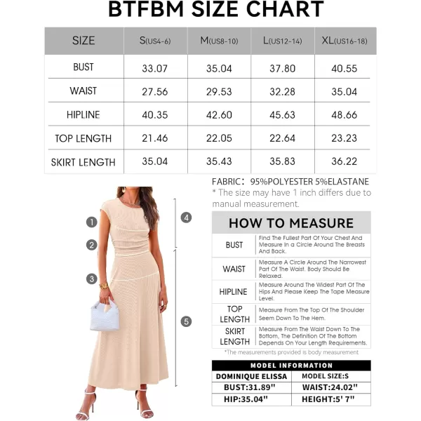 BTFBM Women Two Piece Skirt Set Casual Ribbed Knit Crew Neck Short Sleeve Cropped Top Elastic Waist Swing Midi SkirtsSolid Beige