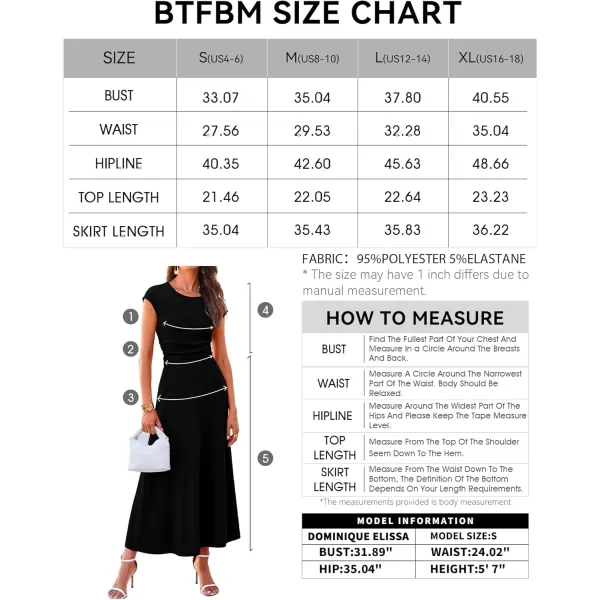 BTFBM Women Two Piece Skirt Set Casual Ribbed Knit Crew Neck Short Sleeve Cropped Top Elastic Waist Swing Midi SkirtsSolid Black