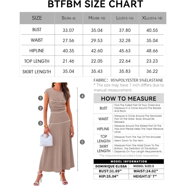 BTFBM Women Two Piece Skirt Set Casual Ribbed Knit Crew Neck Short Sleeve Cropped Top Elastic Waist Swing Midi SkirtsSolid Khaki