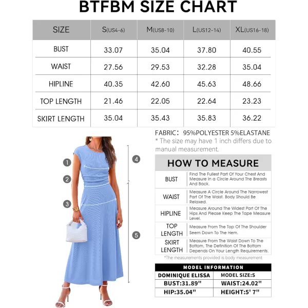 BTFBM Women Two Piece Skirt Set Casual Ribbed Knit Crew Neck Short Sleeve Cropped Top Elastic Waist Swing Midi SkirtsSolid Light Blue