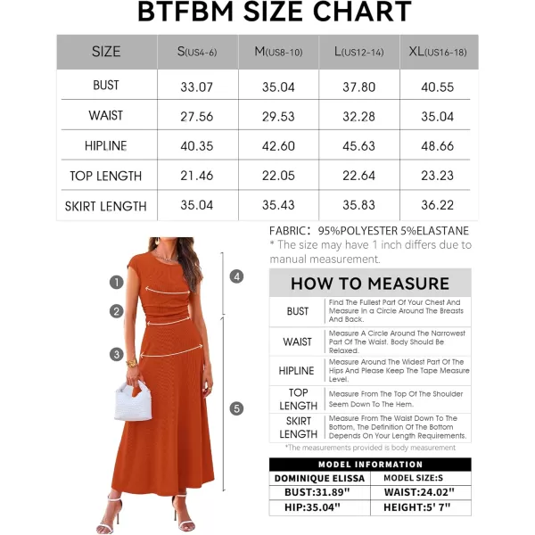 BTFBM Women Two Piece Skirt Set Casual Ribbed Knit Crew Neck Short Sleeve Cropped Top Elastic Waist Swing Midi SkirtsSolid Orange