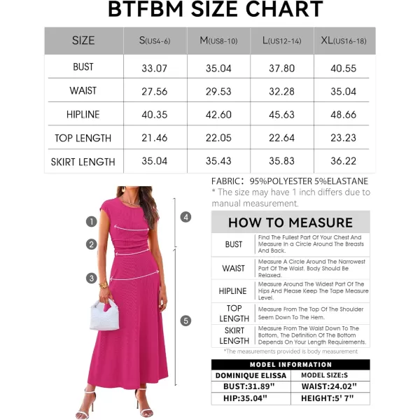 BTFBM Women Two Piece Skirt Set Casual Ribbed Knit Crew Neck Short Sleeve Cropped Top Elastic Waist Swing Midi SkirtsSolid Rose Red