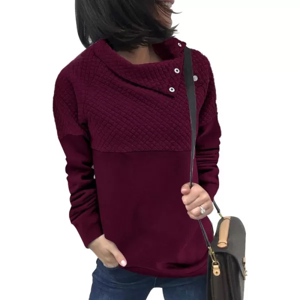 BTFBM Women Fashion Quilted Pattern Lightweight Zipper Long Sleeve Plain Casual Ladies Sweatshirts Pullovers Shirts TopsOblique Red