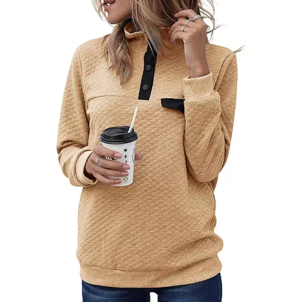 BTFBM Women Fashion Quilted Pattern Lightweight Zipper Long Sleeve Plain Casual Ladies Sweatshirts Pullovers Shirts TopsPure Apricot