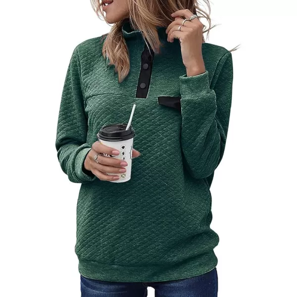 BTFBM Women Fashion Quilted Pattern Lightweight Zipper Long Sleeve Plain Casual Ladies Sweatshirts Pullovers Shirts TopsPure Green