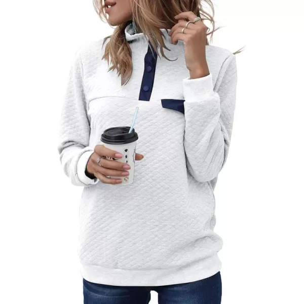 BTFBM Women Fashion Quilted Pattern Lightweight Zipper Long Sleeve Plain Casual Ladies Sweatshirts Pullovers Shirts TopsPure White