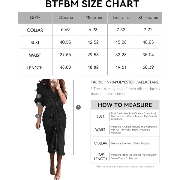 BTFBM 2024 Women Button Down Ruched Shirt Dresses Short Sleeve Lapel V Neck Elegant Party Spring Summer Maxi Satin DressShort Sleeve Black