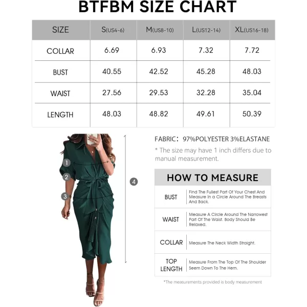 BTFBM 2024 Women Button Down Ruched Shirt Dresses Short Sleeve Lapel V Neck Elegant Party Spring Summer Maxi Satin DressShort Sleeve Dark Green