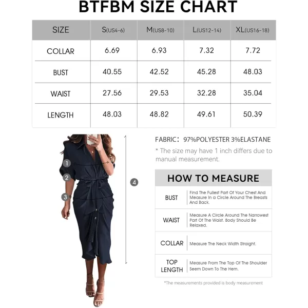 BTFBM 2024 Women Button Down Ruched Shirt Dresses Short Sleeve Lapel V Neck Elegant Party Spring Summer Maxi Satin DressShort Sleeve Navy