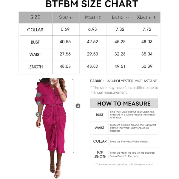 BTFBM 2024 Women Button Down Ruched Shirt Dresses Short Sleeve Lapel V Neck Elegant Party Spring Summer Maxi Satin DressShort Sleeve Rose Red
