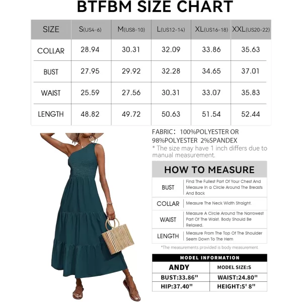 BTFBM Women One Shoulder Summer Dresses 2024 Sleeveless Casual High Waist Floral Flowy Beach Boho Smocked Maxi DressSolid Grey Blue