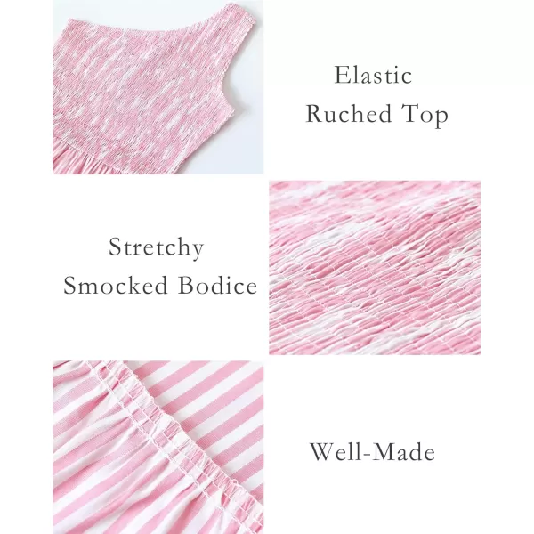 BTFBM Women One Shoulder Summer Dresses 2024 Sleeveless Casual High Waist Floral Flowy Beach Boho Smocked Maxi DressStriped Pink