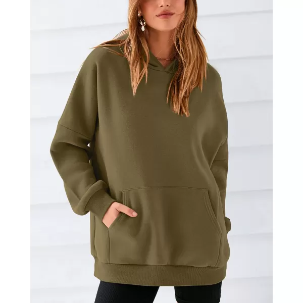BTFBM Women Oversized Hoodies Pullover Fleece Hooded Sweatshirt Casual Long Sleeve Tops Sweater Fall Winter Fashion 2024Solid Army Green