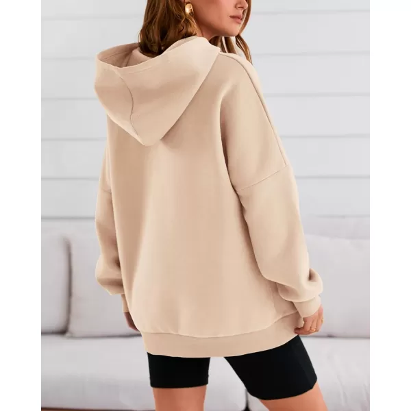 BTFBM Women Oversized Hoodies Pullover Fleece Hooded Sweatshirt Casual Long Sleeve Tops Sweater Fall Winter Fashion 2024Solid Beige