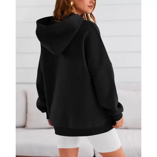 BTFBM Women Oversized Hoodies Pullover Fleece Hooded Sweatshirt Casual Long Sleeve Tops Sweater Fall Winter Fashion 2024Solid Black