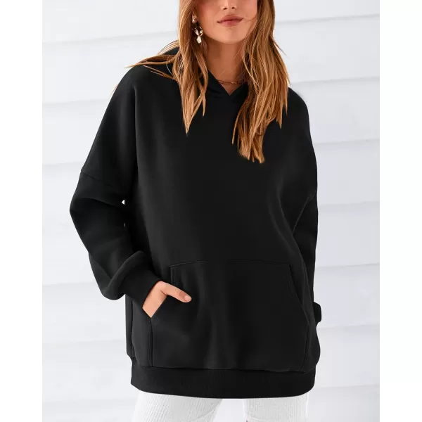 BTFBM Women Oversized Hoodies Pullover Fleece Hooded Sweatshirt Casual Long Sleeve Tops Sweater Fall Winter Fashion 2024Solid Black