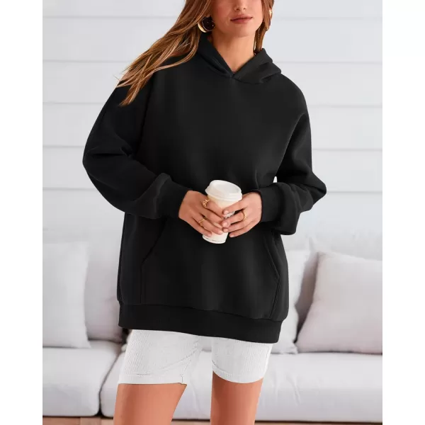 BTFBM Women Oversized Hoodies Pullover Fleece Hooded Sweatshirt Casual Long Sleeve Tops Sweater Fall Winter Fashion 2024Solid Black