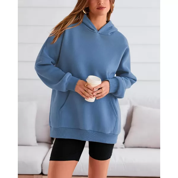 BTFBM Women Oversized Hoodies Pullover Fleece Hooded Sweatshirt Casual Long Sleeve Tops Sweater Fall Winter Fashion 2024Solid Blue
