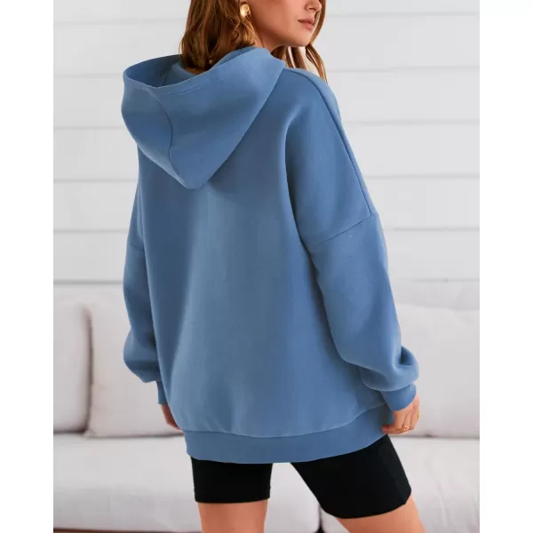 BTFBM Women Oversized Hoodies Pullover Fleece Hooded Sweatshirt Casual Long Sleeve Tops Sweater Fall Winter Fashion 2024Solid Blue