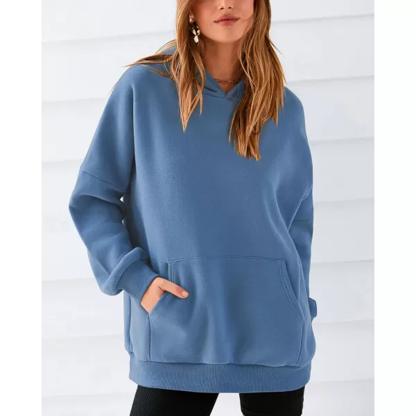 BTFBM Women Oversized Hoodies Pullover Fleece Hooded Sweatshirt Casual Long Sleeve Tops Sweater Fall Winter Fashion 2024Solid Blue