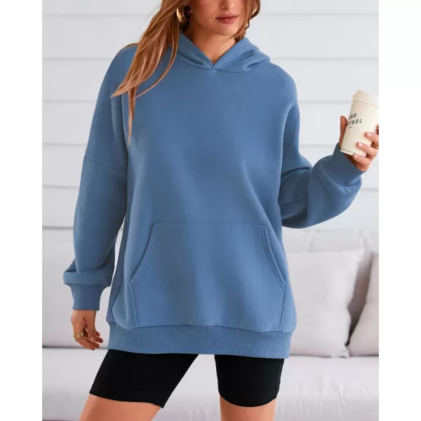 BTFBM Women Oversized Hoodies Pullover Fleece Hooded Sweatshirt Casual Long Sleeve Tops Sweater Fall Winter Fashion 2024Solid Blue