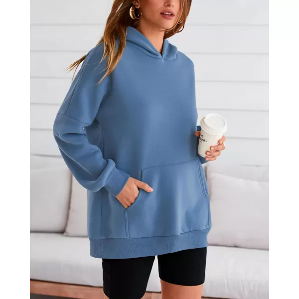 BTFBM Women Oversized Hoodies Pullover Fleece Hooded Sweatshirt Casual Long Sleeve Tops Sweater Fall Winter Fashion 2024Solid Blue