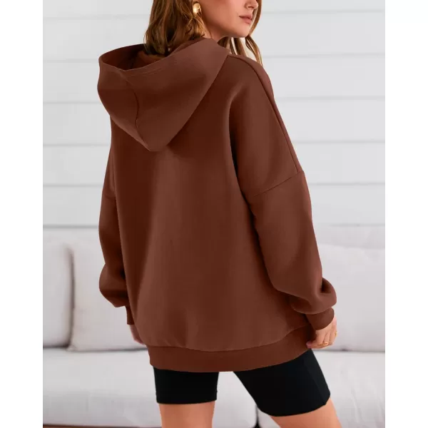 BTFBM Women Oversized Hoodies Pullover Fleece Hooded Sweatshirt Casual Long Sleeve Tops Sweater Fall Winter Fashion 2024Solid Dark Coffee
