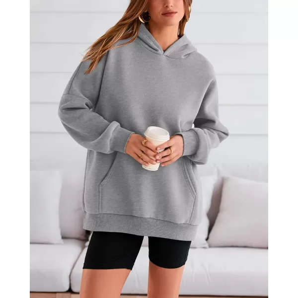 BTFBM Women Oversized Hoodies Pullover Fleece Hooded Sweatshirt Casual Long Sleeve Tops Sweater Fall Winter Fashion 2024Solid Grey