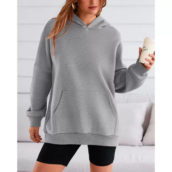 BTFBM Women Oversized Hoodies Pullover Fleece Hooded Sweatshirt Casual Long Sleeve Tops Sweater Fall Winter Fashion 2024Solid Grey