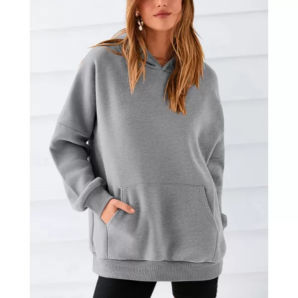 BTFBM Women Oversized Hoodies Pullover Fleece Hooded Sweatshirt Casual Long Sleeve Tops Sweater Fall Winter Fashion 2024Solid Grey