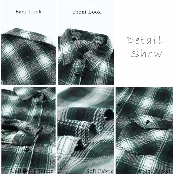 BTFBM Women Shacket Jacket Long Sleeve Button Down Casual Plaid Flannel Shirts Loose Fall Spring Blouses TopsPlaid Green