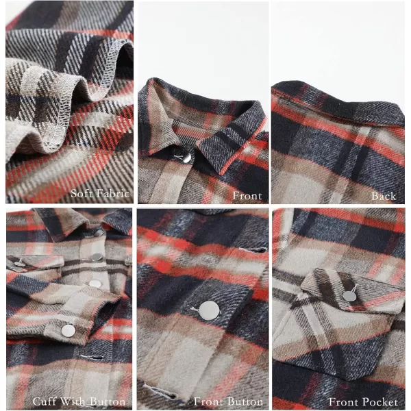 BTFBM Women Shacket Jacket Long Sleeve Button Down Casual Plaid Flannel Shirts Loose Fall Spring Blouses TopsPlaid Print Dark Blue