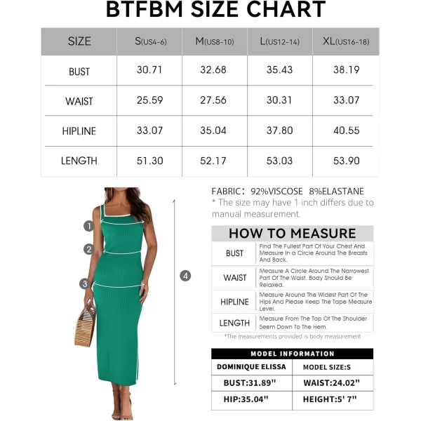 BTFBM Womens 2024 Summer Knit Bodycon Maxi Dress Sleeveless Square Neck Slit Tank Party Club Ribbed Sweater DressesSolid Green