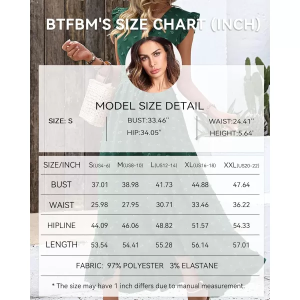 BTFBM Womens 2024 Summer Wrap V Neck Dress Ruffle Sleeve Swiss Dot Boho Ruffle Slit Beach Party Flowy Long Maxi DressesSwiss Dot Dark Green