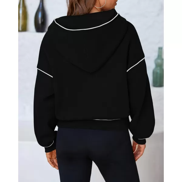 BTFBM Womens Casual Sweatshirt 2024 Fall Winter Clothes Long Sleeve Loose Fit Cropped Y2K Pullover HoodiesSolid Black