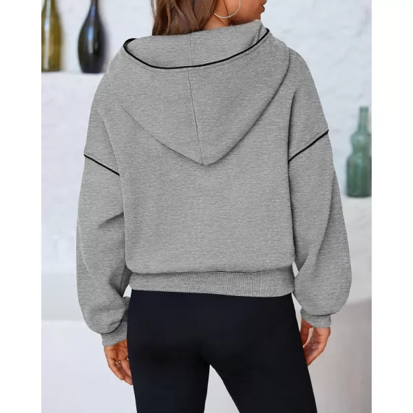 BTFBM Womens Casual Sweatshirt 2024 Fall Winter Clothes Long Sleeve Loose Fit Cropped Y2K Pullover HoodiesSolid Grey