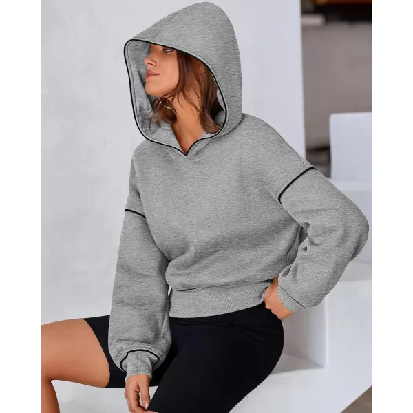 BTFBM Womens Casual Sweatshirt 2024 Fall Winter Clothes Long Sleeve Loose Fit Cropped Y2K Pullover HoodiesSolid Grey