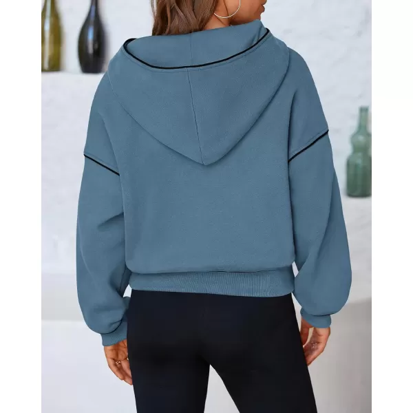 BTFBM Womens Casual Sweatshirt 2024 Fall Winter Clothes Long Sleeve Loose Fit Cropped Y2K Pullover HoodiesSolid Grey Blue