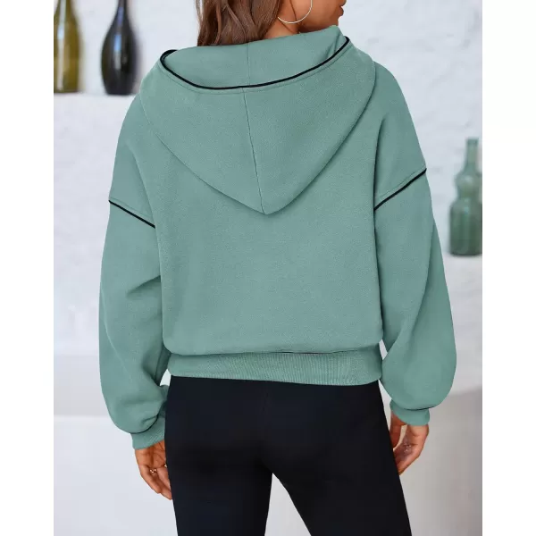 BTFBM Womens Casual Sweatshirt 2024 Fall Winter Clothes Long Sleeve Loose Fit Cropped Y2K Pullover HoodiesSolid Grey Green