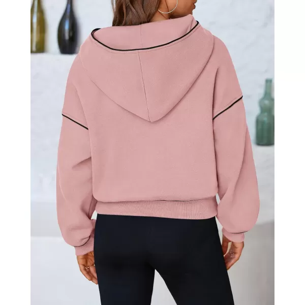 BTFBM Womens Casual Sweatshirt 2024 Fall Winter Clothes Long Sleeve Loose Fit Cropped Y2K Pullover HoodiesSolid Heather Pink