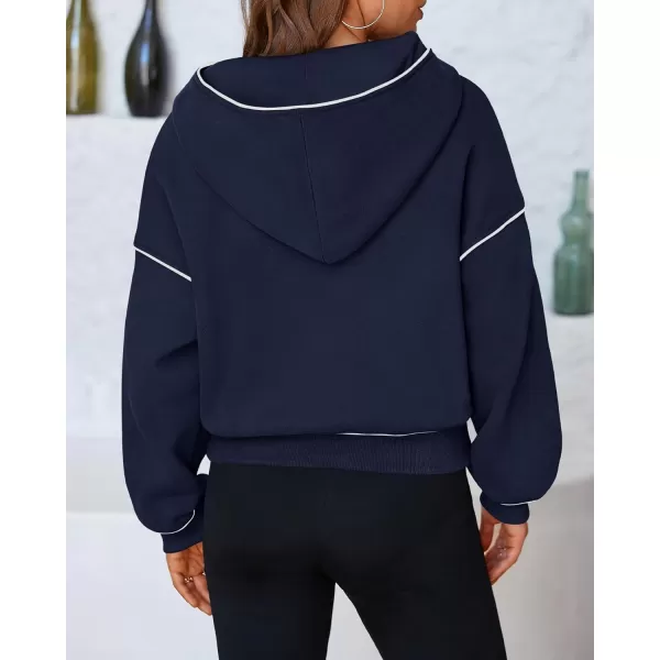 BTFBM Womens Casual Sweatshirt 2024 Fall Winter Clothes Long Sleeve Loose Fit Cropped Y2K Pullover HoodiesSolid Navy
