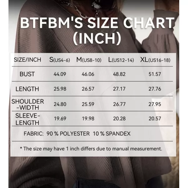 BTFBM Womens Casual V Neck Ribbed Knit Shirts 2024 Fall Pullover Tunic Tops Loose Balloon Long Sleeve Blouses TopSolid Brown